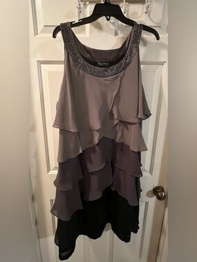 Maggie Barnes Gray and Black Embellished Dress